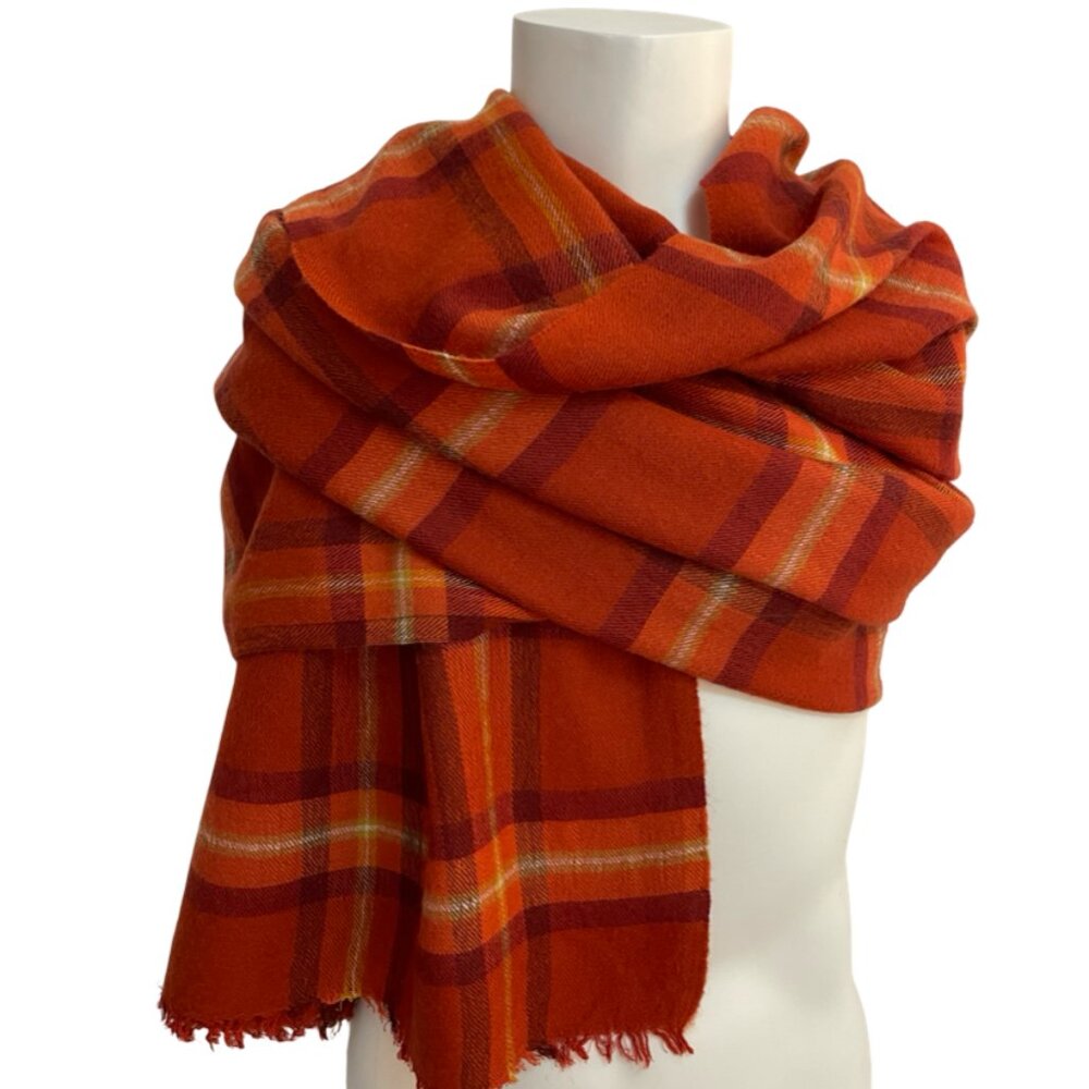 Banana Republic Orange Plaid Wool Scarf – Fall 2015 🇮🇳